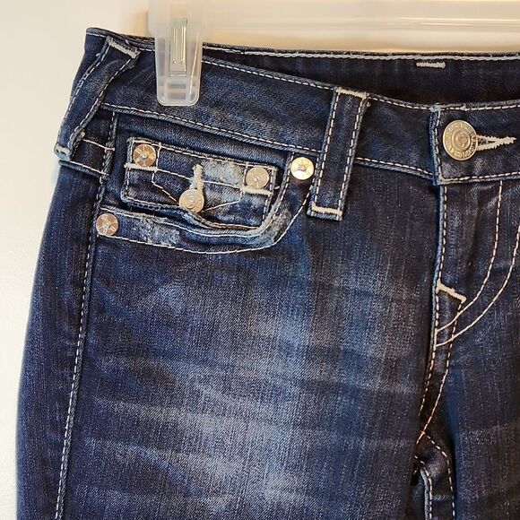 True Religion Jeans Women's Sz 25 Section Skinny Pocket Flap Dark Wash Denim - Picture 11 of 14
